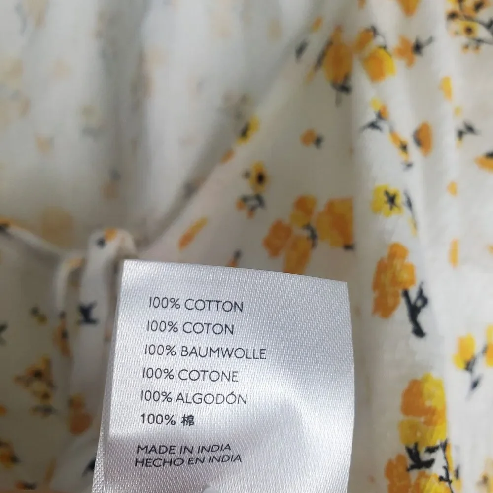 Anthropologie Ditsy Floral Puff Sleeve Cotton Crop Top Size XS